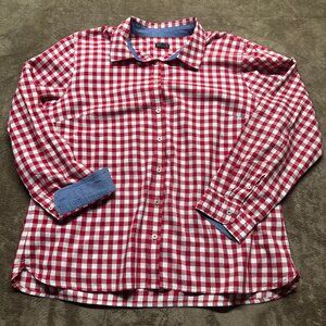 Talbots Red Gingham Button Down Shirt Classic Prep Cottagecore